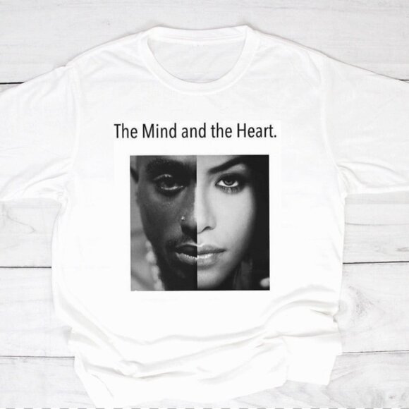 The Mind And The Heart Tupac  Aaliyah Shirt Hip Hop Legends Music Fan Graphic 90 - Picture 1 of 5